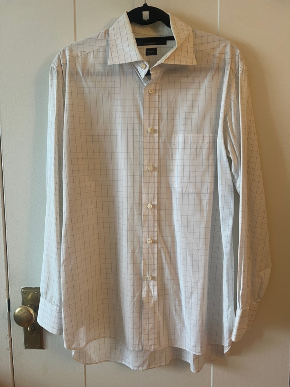Billy Reid Men’s Check Dress Shirt - Classic Long Sleeve - Neck 16.5